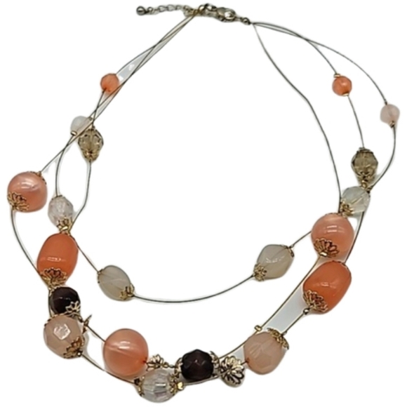 Vintage triple strand wire beaded necklace - Picture 3 of 9